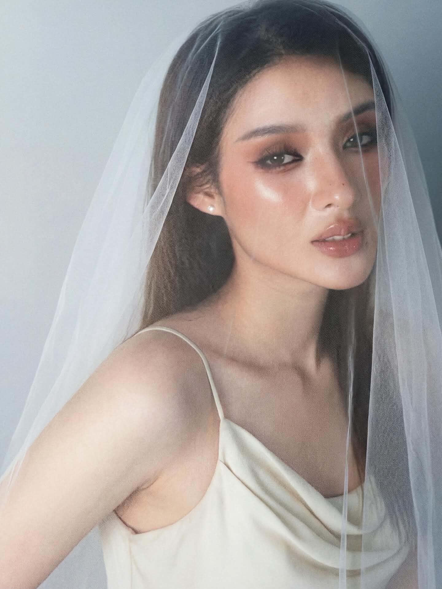 Bridal — dark smoky editorial veil portrait