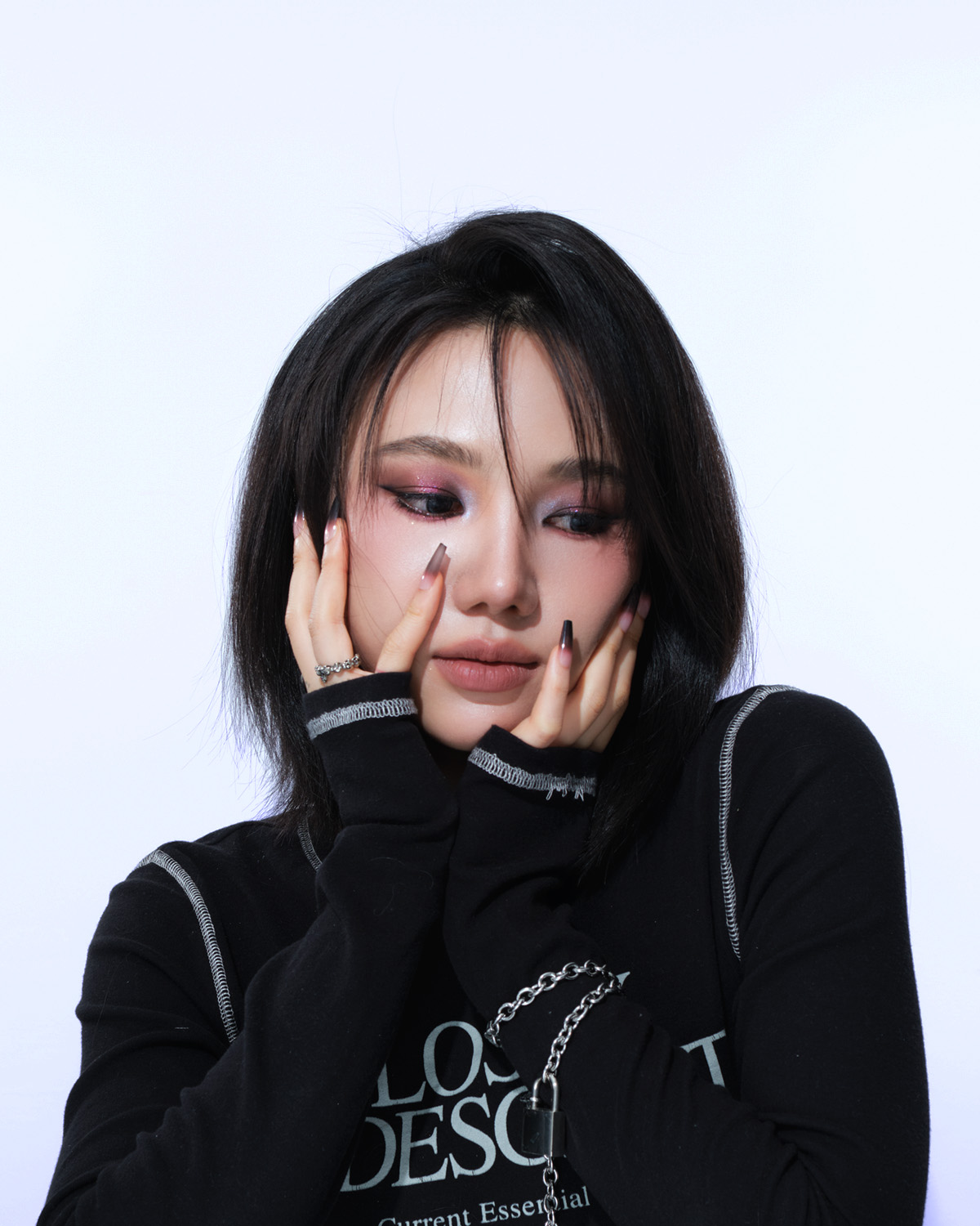 K-Pop Stage — hands framing face