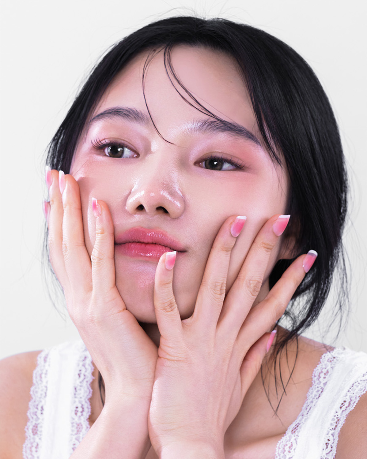 Clean Girl — hands gently framing face