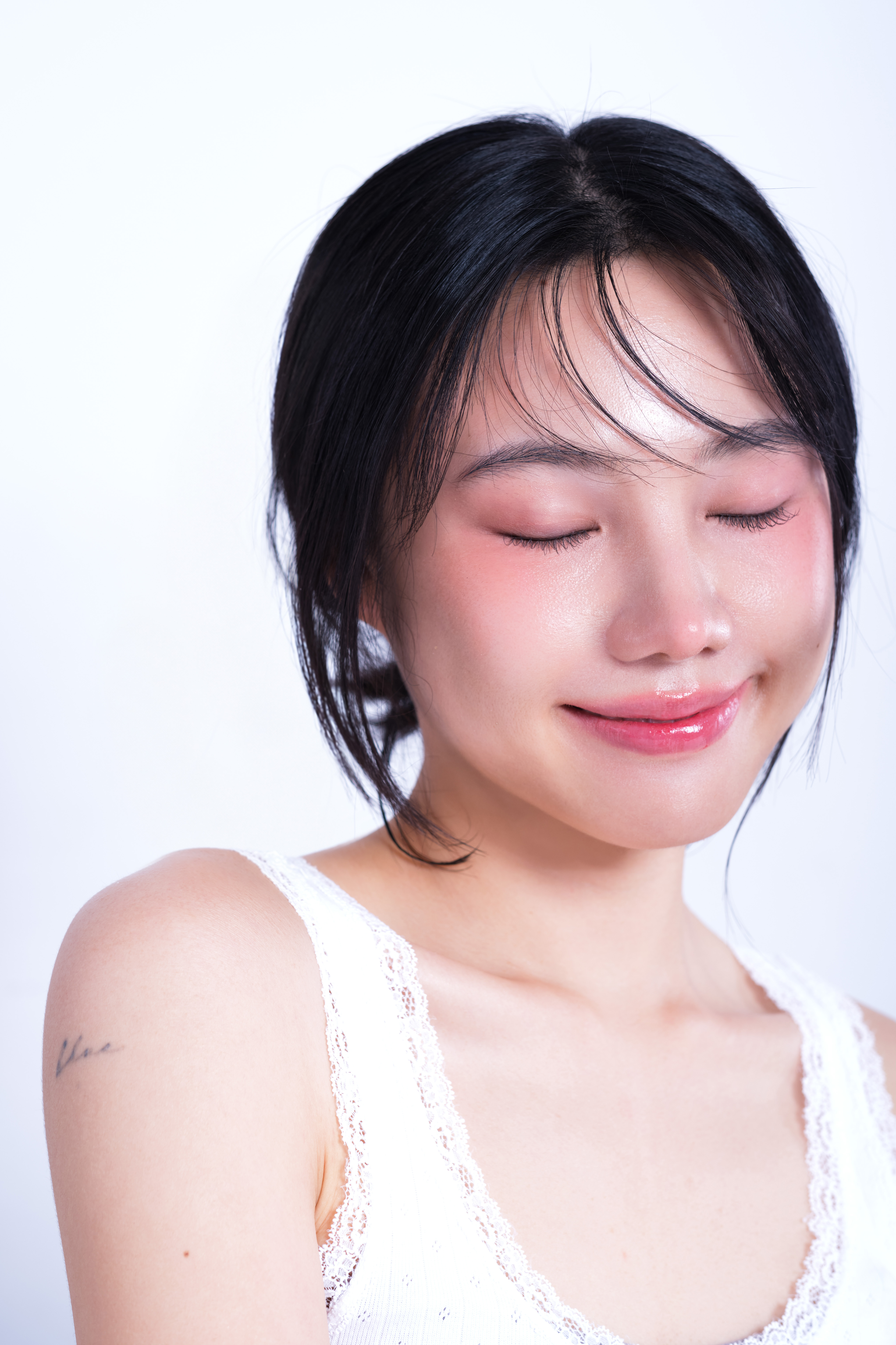 Clean Girl — laughing, eyes closed